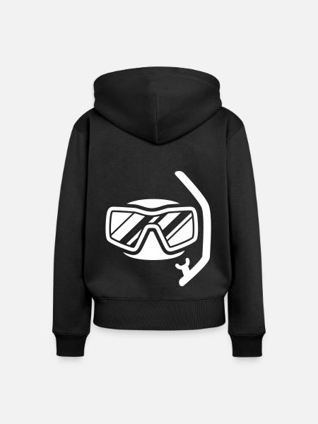 Taucherbrille Silhouette - Frauen Premium Bio Zip Hoodie - Schwarz