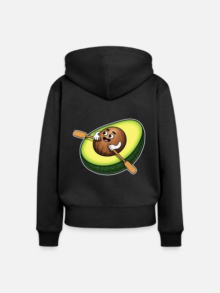 Rudern Avocado - Frauen Premium Bio Zip Hoodie - Schwarz