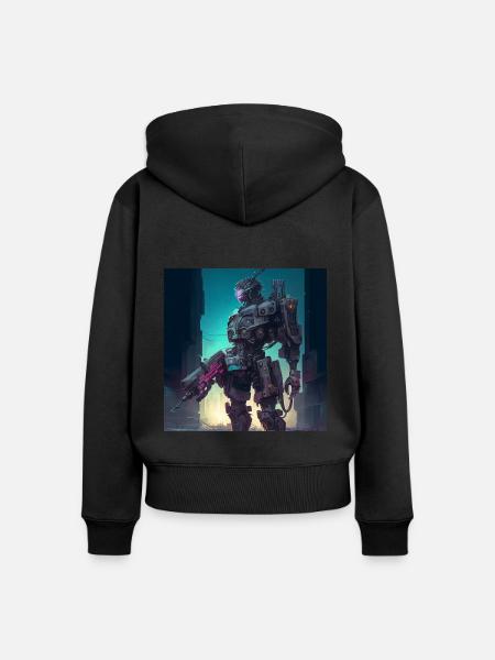 Robot - Frauen Premium Bio Zip Hoodie - Schwarz
