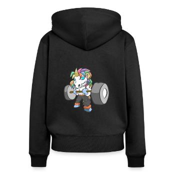 Unicorn strength training - Women's Premium Organic Zip Hoodie - black - Back - Julia (174cm)