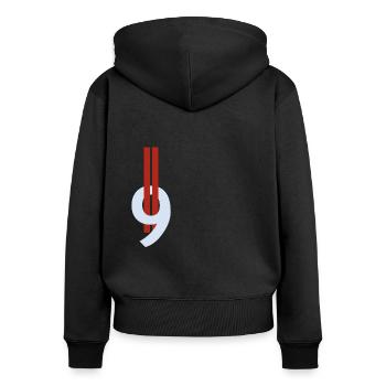 9/11 septembre - Sweat à capuche zippé Premium bio Femme - noir - Dos - Julia (174cm)