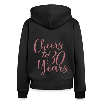 Vive les 30 ans du 30e anniversaire - Sweat à capuche zippé Premium bio Femme - noir - Dos - Julia (174cm)