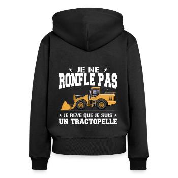 Engin de chantier Tractopelle Ronfler - Sweat à capuche zippé Premium bio Femme - noir - Dos - Julia (174cm)