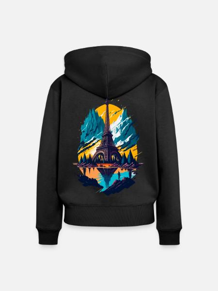 Abstrakter Turm von Paris - Frauen Premium Bio Zip Hoodie - Schwarz