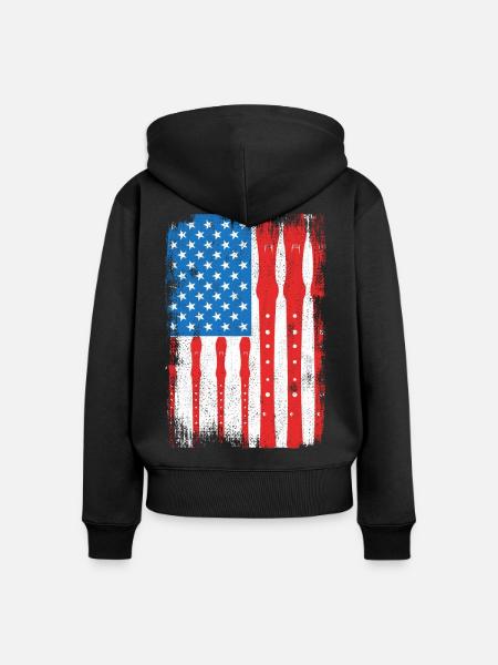 4. Juli USA Flöte - Frauen Premium Bio Zip Hoodie - Schwarz