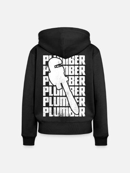 Lustiger Klempner - Frauen Premium Bio Zip Hoodie - Schwarz