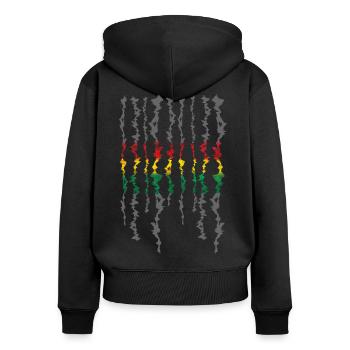 Rasta Farbband Graustufen Streifen - Frauen Premium Bio Zip Hoodie - Schwarz - Hinten - Julia (174cm)