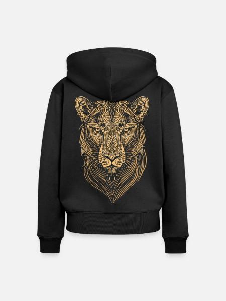 Lineart - Tiger - Frauen Premium Bio Zip Hoodie - Schwarz