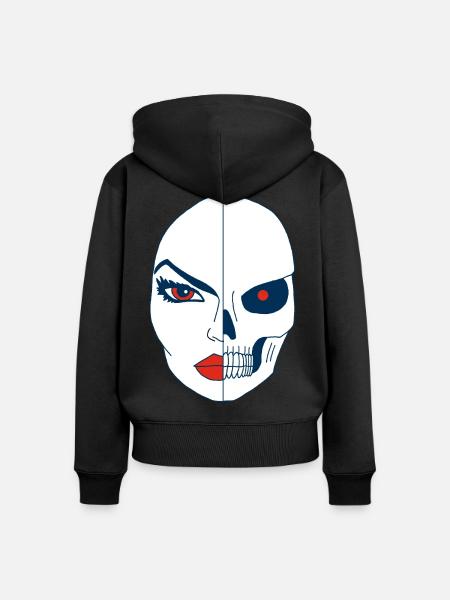 Tod und sein Gesicht - Frauen Premium Bio Zip Hoodie - Schwarz