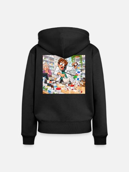 Apothekerchaos im Labor-Comic - Frauen Premium Bio Zip Hoodie - Schwarz