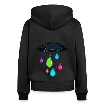 Bunter Regenschirm - Frauen Premium Bio Zip Hoodie - Schwarz - Hinten - Julia (174cm)