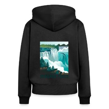 chutes du Niagara - Sweat à capuche zippé Premium bio Femme - noir - Dos - Julia (174cm)