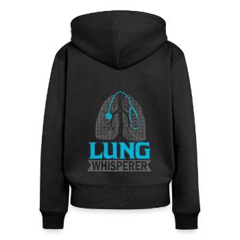Lung Whisperer - Women's Premium Organic Zip Hoodie - black - Back - Julia (174cm)