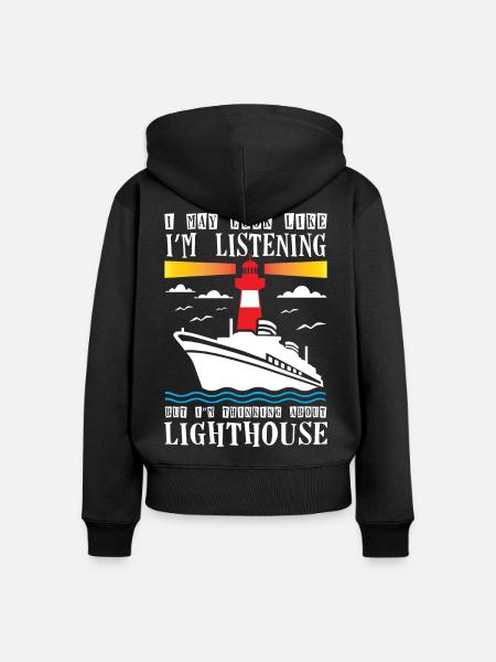 Thinking About Lighthouse Lovers Lighthouse - Frauen Premium Bio Zip Hoodie - Schwarz