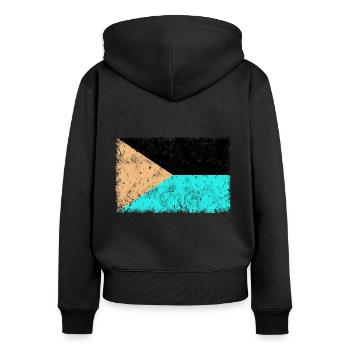 Tschechien INVERS - Frauen Premium Bio Zip Hoodie - Schwarz - Hinten - Julia (174cm)
