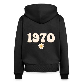 1970 - Geschenk Jahrgang 1970 - Frauen Premium Bio Zip Hoodie - Schwarz - Hinten - Julia (174cm)