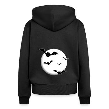 FLEDERMÄUSE - MOND - HALLOWEEN - FLEDERMAUS - Frauen Premium Bio Zip Hoodie - Schwarz - Hinten - Julia (174cm)