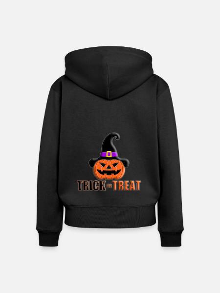 KÜRBIS - HALLOWEEN - SÜßES ODER SAURES - Frauen Premium Bio Zip Hoodie - Schwarz