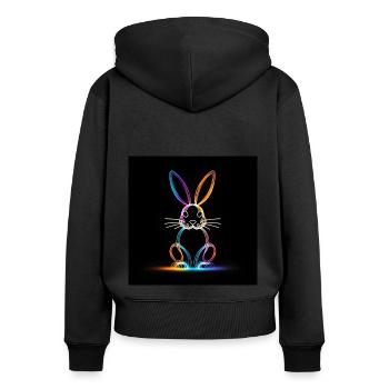 Glowing Rabbit - Women's Premium Organic Zip Hoodie - black - Back - Julia (174cm)
