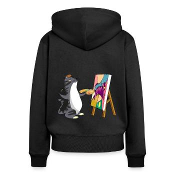 Painting Cat - Women's Premium Organic Zip Hoodie - black - Back - Julia (174cm)
