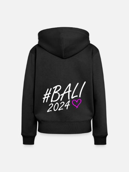 Bali 2024 Herz Reise - Frauen Premium Bio Zip Hoodie - Schwarz