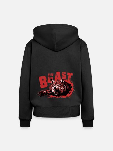 Beast Wolf - Frauen Premium Bio Zip Hoodie - Schwarz