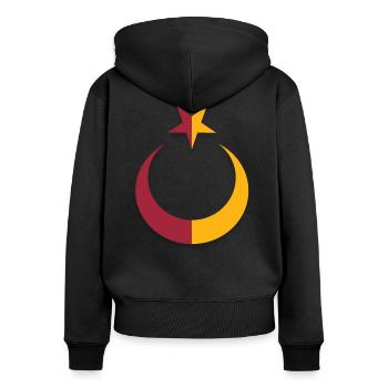 Le drapeau de la Turquie (Türk Bayragi) - Sweat à capuche zippé Premium bio Femme - noir - Dos - Julia (174cm)