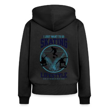 Skateboarding - Sweat à capuche zippé Premium bio Femme - noir - Dos - Julia (174cm)