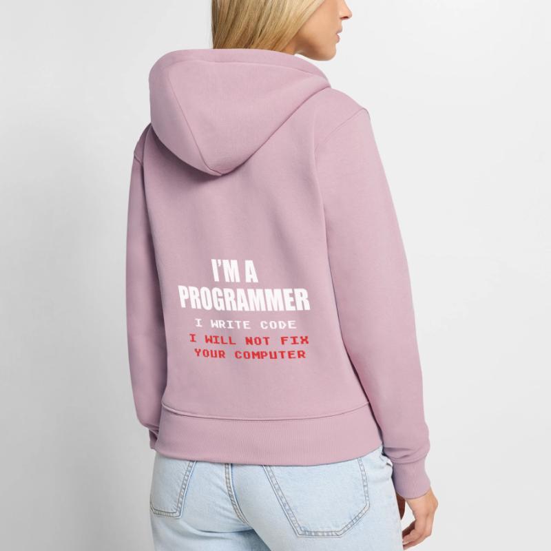 Programmer Geek Computer Programming Coder L Women's Premium Organic Zip Hoodie