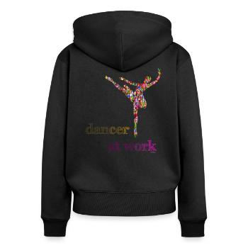 Tänzerin bei der Arbeit - ODIFacto Design - Frauen Premium Bio Zip Hoodie - Schwarz - Hinten - Julia (174cm)