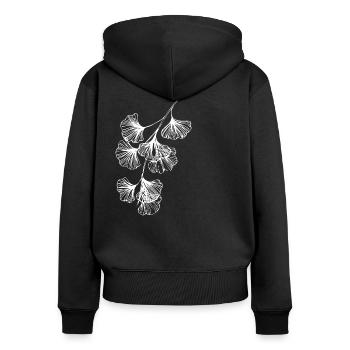 Arbre de mammouth Ginkgo biloba - Sweat à capuche zippé Premium bio Femme - noir - Dos - Julia (174cm)