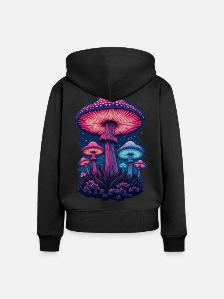 Lebendiger Pilz - Frauen Premium Bio Zip Hoodie - Schwarz