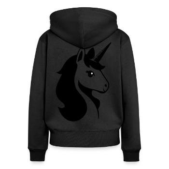 Skelett spielt Gitarre – Rock'n'Roll Skull Art - Frauen Premium Bio Zip Hoodie - Schwarz - Hinten - Julia (174cm)