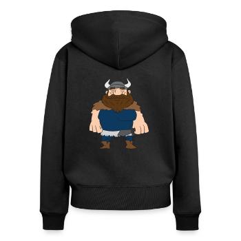 Wikinger mit Helm und Schwert, Barbar, Skandinavie - Frauen Premium Bio Zip Hoodie - Schwarz - Hinten - Julia (174cm)