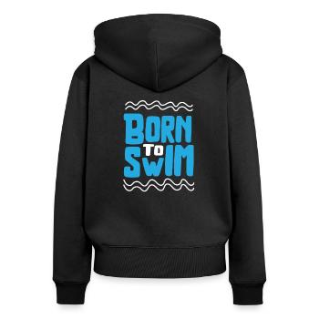 Schwimmer - Born to swim - Frauen Premium Bio Zip Hoodie - Schwarz - Hinten - Julia (174cm)