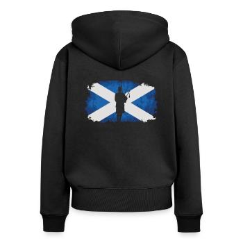 Cornemuse / Ecosse - drapeau / pays fa - Sweat à capuche zippé Premium bio Femme - noir - Dos - Julia (174cm)