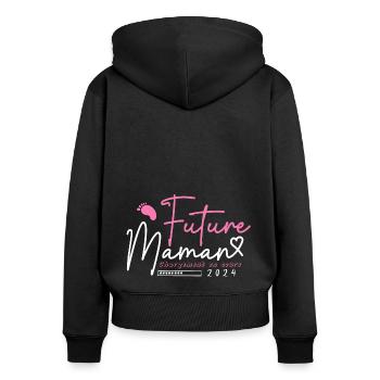 future maman 2024 chargement en cours,cadeaux Mère - Sweat à capuche zippé Premium bio Femme - noir - Dos - Julia (174cm)