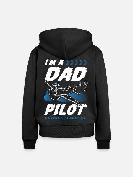 Pilot Dad - Frauen Premium Bio Zip Hoodie - Schwarz