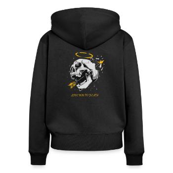 Je t'aime à mort gothique métal - Sweat à capuche zippé Premium bio Femme - noir - Dos - Julia (174cm)