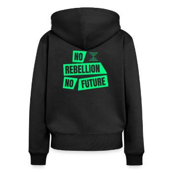 Klima Extinction Protest No Rebellion No Future XR - Frauen Premium Bio Zip Hoodie - Schwarz - Hinten - Julia (174cm)