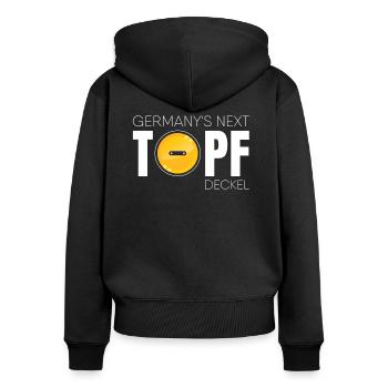 Junggesellinnenabschied Germany's Next Topfdeckel - Frauen Premium Bio Zip Hoodie - Schwarz - Hinten - Julia (174cm)