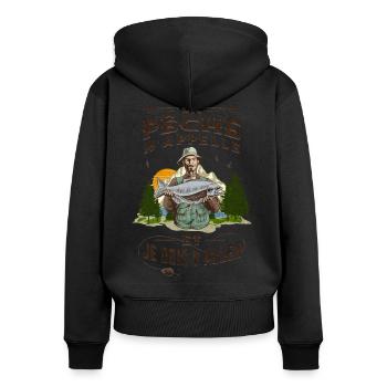 L' APPEL DE LA PÊCHE - Sweat à capuche zippé Premium bio Femme - noir - Dos - Julia (174cm)