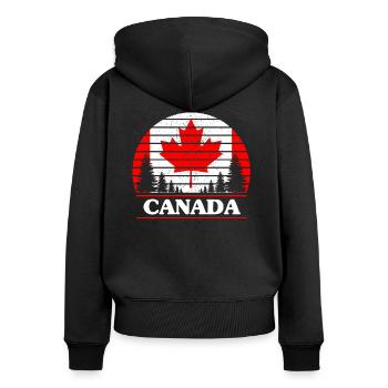Kanada - Frauen Premium Bio Zip Hoodie - Schwarz - Hinten - Julia (174cm)