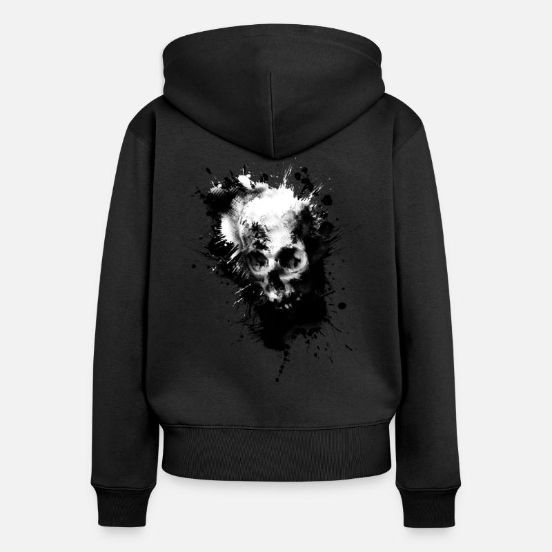 crâne - Sweat à capuche zippé Premium bio Femme - noir