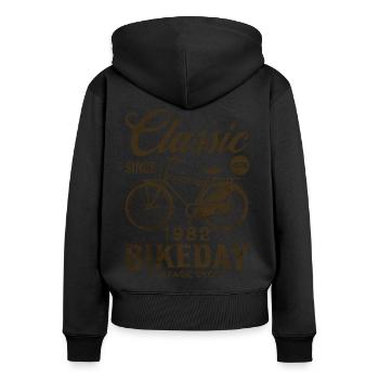 Cycliste 1982 Vélo 40 Ans Anniversaire - Sweat à capuche zippé Premium bio Femme - noir - Dos - Julia (174cm)
