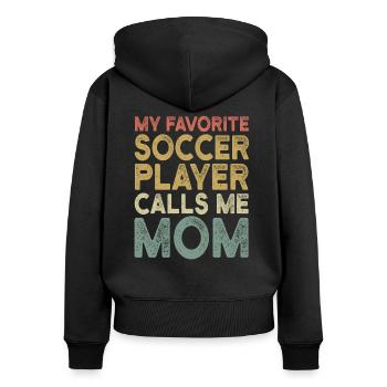 Fußball Retro - Cooles lustiges Fußball Mama Geschenk - Frauen Premium Bio Zip Hoodie - Schwarz - Hinten - Julia (174cm)