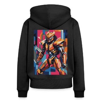 robot 04 - Frauen Premium Bio Zip Hoodie - Schwarz - Hinten - Julia (174cm)