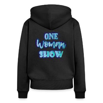 One Woman Show (lettrage) - Sweat à capuche zippé Premium bio Femme - noir - Dos - Julia (174cm)