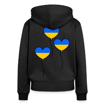 Ukraine - Sweat à capuche zippé Premium bio Femme - noir - Dos - Julia (174cm)
