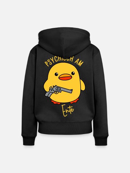 Psychisch am Ente - Frauen Premium Bio Zip Hoodie - Schwarz